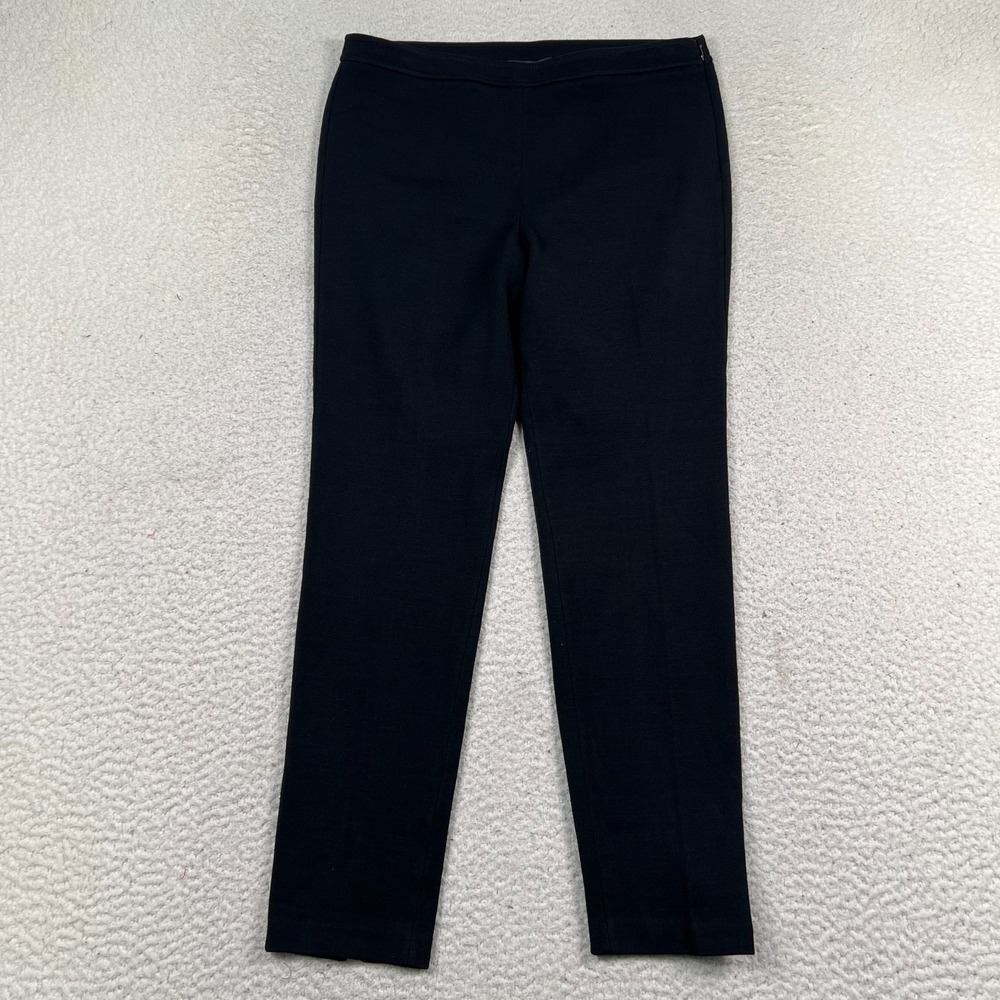 St John Caviar Pants Womens 6‎ Straight Leg Pull on Knit Stretch Chic Black